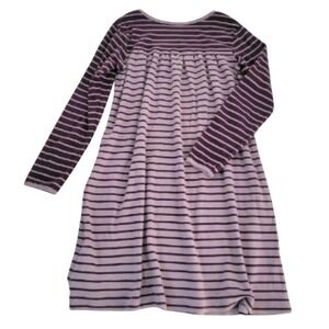 Hanna Andersson Day Play long sleeve dress purple stripes 10 Girl EUC